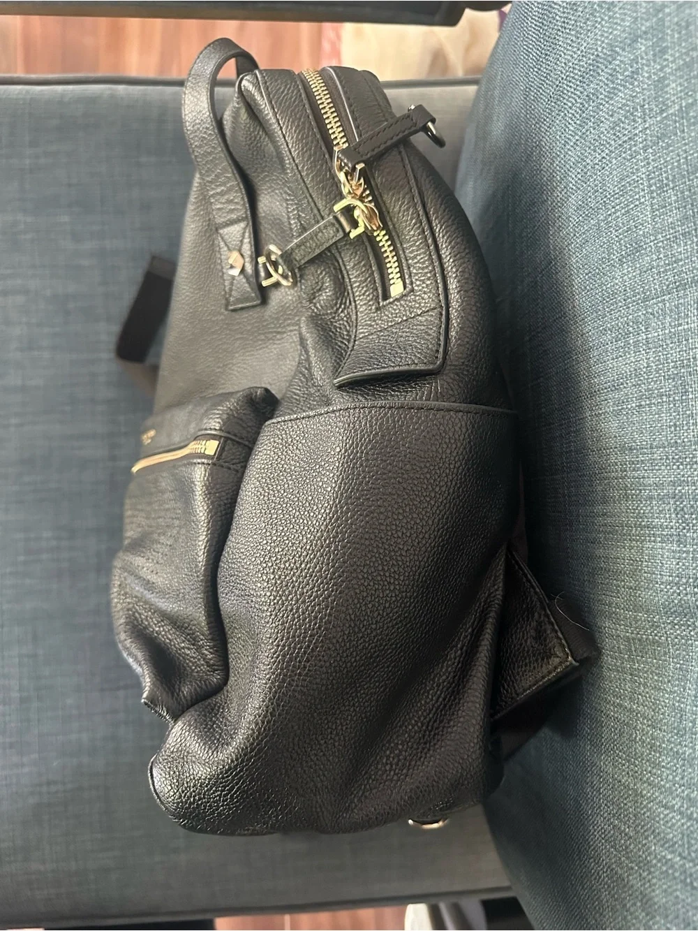 henri bendel Black Pebbled Leather Backpack